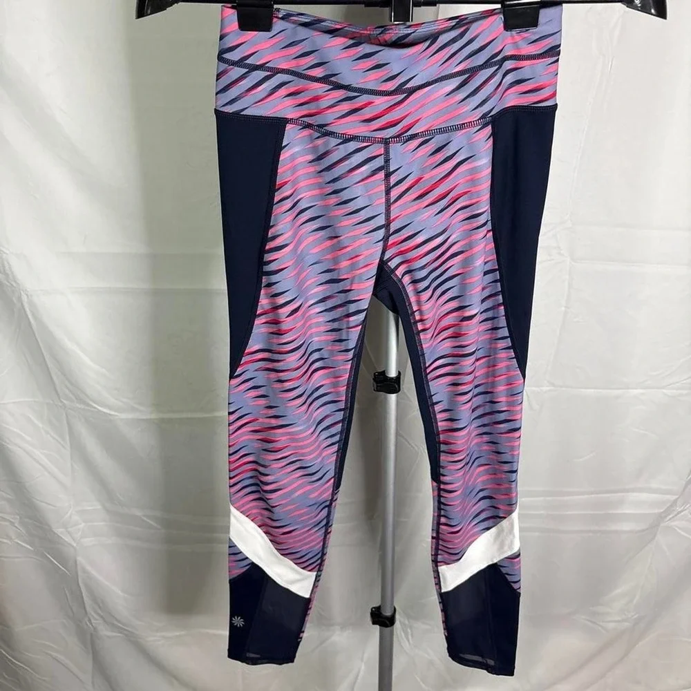 Athleta multicolor zebra stripe leggings